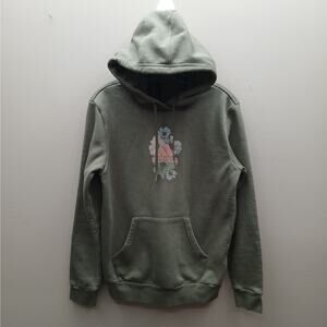 Adidas Fleece Floral Trefoil Hooded Pullover Sweater Comfy Green Size Medium